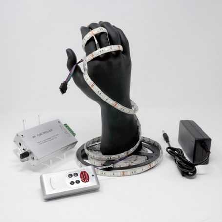 Kit ruban LED RGB 60LED/m IP65 5m capteur son 220V