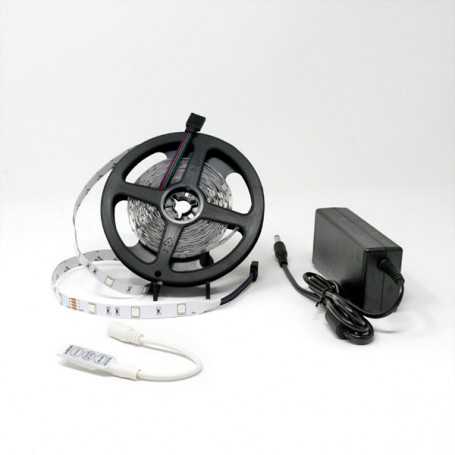 Kit ruban LED RGB 30LED/m IP20 5m mini contrôleur manuel 220V