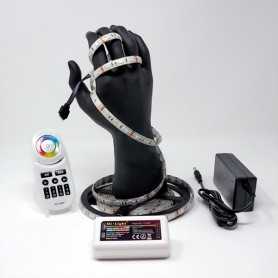 Kit ruban LED RGB 60LED/m IP65 5m contrôleur multizone 220V