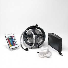 Kit ruban LED RGB 60LED/m IP20 5m contrôleur 24 touches avec boitier piles