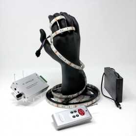 Kit ruban LED RGB 60LED/m IP65 5m capteur son avec boitier piles