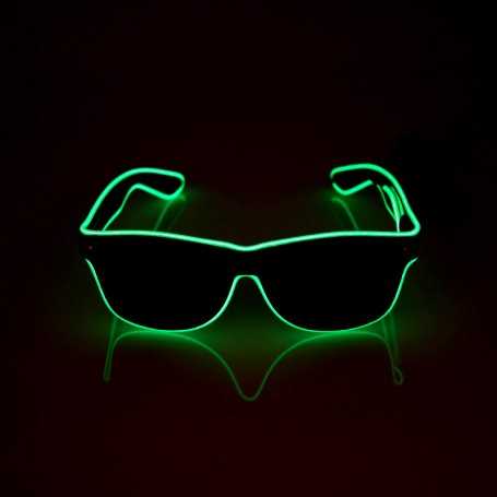 Lunettes lumineuses LED vertes avec boitier piles