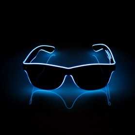 Lunettes lumineuses LED bleues avec boitier piles