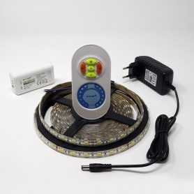 Kit ruban LED CCT 2en1 blanc variable 120LED/m étanche 2m50 contrôleur RF 220V