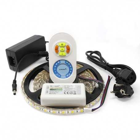 Kit ruban LED CCT 2en1 blanc variable 120LED/m étanche 5m contrôleur RF 220V