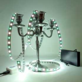 Kit ruban LED RGB+W à piles 60LED/m 2m50 avec contrôleur RF