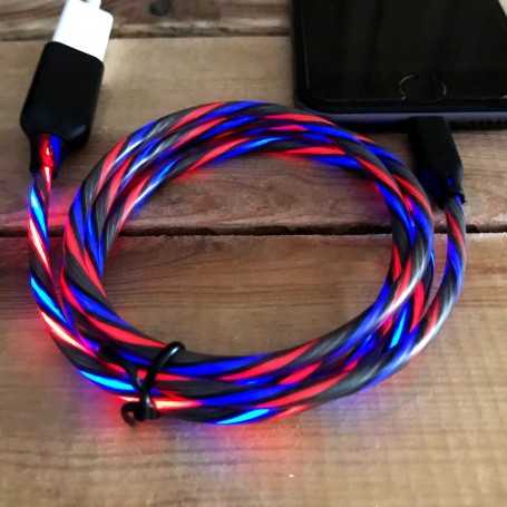 Cordon de recharge USB lumineux multicolore pour téléphone iPhone