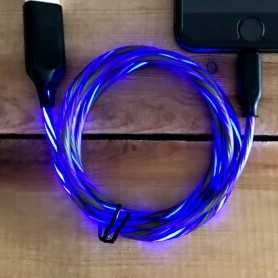 Cordon de recharge USB lumineux bleu pour téléphone Android