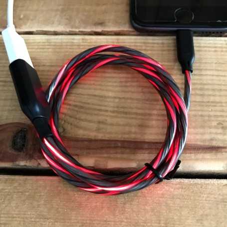 Cordon de recharge USB lumineux rouge pour téléphone Android