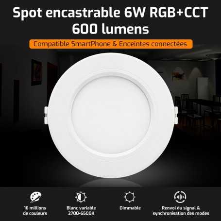 Spot LED encastrable connecté RGB+CCT 6W Mi-Light (MiBOXER)