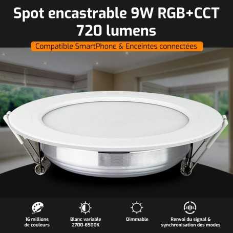 Spot LED encastrable connecté RGB+CCT 9W Mi-Light (MiBOXER)