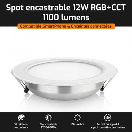 Spot LED encastrable connecté RGB+CCT 12W Mi-Light (MiBOXER)