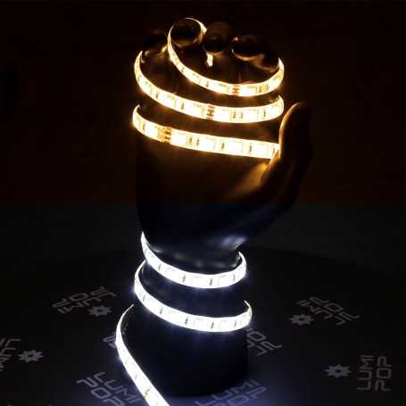 Kit bande LED CCT blanc variable 120LED/m 2en1 étanche 5m contrôleur RF avec batterie 1800mAh