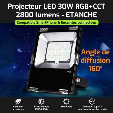 Projecteur LED connecté étanche RGB+CCT 30W 220V Mi-Light (MiBOXER)