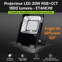 Projecteur LED connecté étanche RGB+CCT 20W 220V Mi-Light (MiBOXER)