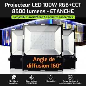 Projecteur LED connecté étanche RGB+CCT 100W 220V Mi-Light (MiBOXER)