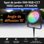 Spot LED de jardin connecté étanche RGB+CCT 15W 220V Mi-Light (MiBOXER)