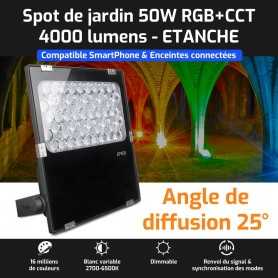 Spot LED de jardin connecté étanche RGB+CCT 50W 220V Mi-Light (MiBOXER)