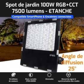 Spot LED de jardin connecté étanche RGB+CCT 100W 220V Mi-Light (MiBOXER)