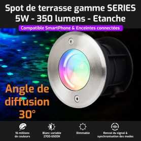 Spot LED de terrasse connecté RGB+CCT 5W gamme SERIES Mi-Light (MiBOXER)