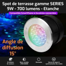 Spot LED de terrasse connecté RGB+CCT 9W gamme SERIES Mi-Light (MiBOXER)