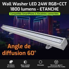 Wall Washer LED connecté étanche RGB+CCT 24W 220V Mi-Light (MiBOXER)