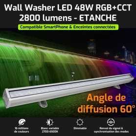Wall Washer LED connecté étanche RGB+CCT 48W 220V Mi-Light (MiBOXER)