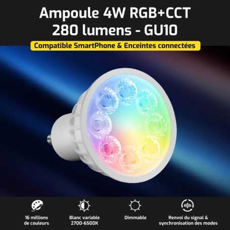 Ampoule LED connectée RGB+CCT GU10 4W Mi-Light (MiBOXER)