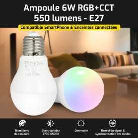Ampoule LED connectée RGB+CCT E27 6W Mi-Light (MiBOXER)