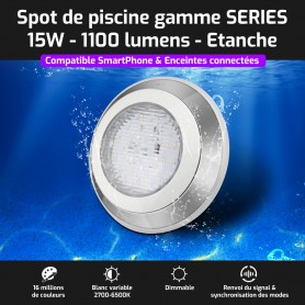 Projecteur LED de piscine connecté RGB+CCT 15W gamme SERIES Mi-Light (MiBOXER)