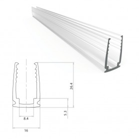 Profilé plastique autobloquant pour néon LED BULBE ou DOME de 1m