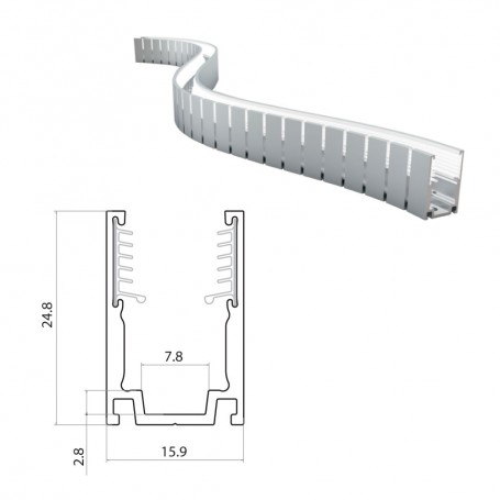 Profilé aluminium flexible pour néon LED BULBE ou DOME de 1m