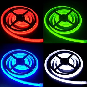 Ruban LED néon RGB 24V étanche 5m. Lumière continue haute intensité