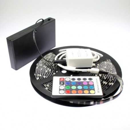 Kit ruban led RGB à piles de 5m avec contrôleur 24 touches