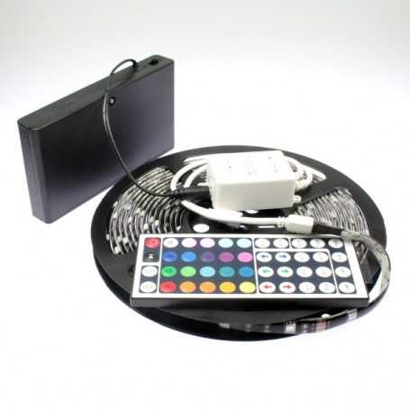 Kit ruban led RGB à piles de 5m avec contrôleur 44 touches