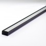 Profilé slim aluminium anodisé noir avec diffuseur opaque et capsule de terminaison