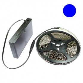 Kit ruban led flexible bleu 5m avec boîtier piles