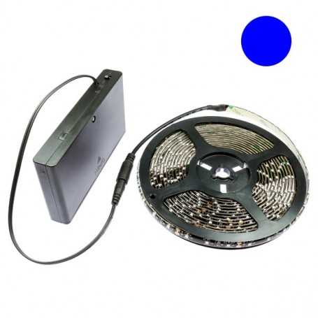 Kit ruban led flexible bleu 5m avec boîtier piles