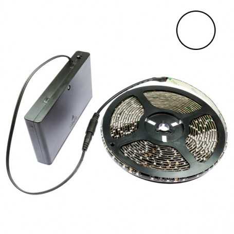Kit ruban led flexible blanc 5m avec boîtier piles