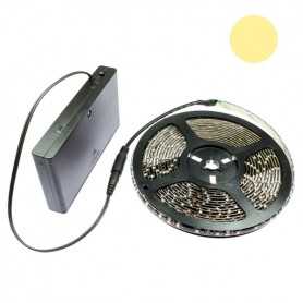Kit ruban led flexible blanc chaud 5m avec boîtier piles