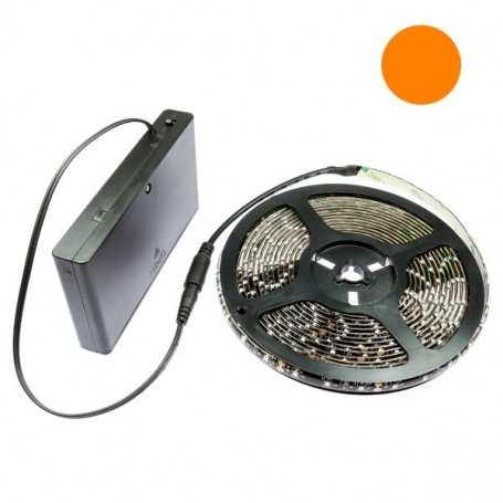 Kit ruban led flexible orange 5m avec boîtier piles