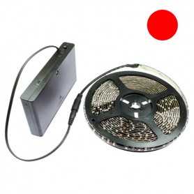 Kit ruban led flexible rouge 5m avec boîtier piles