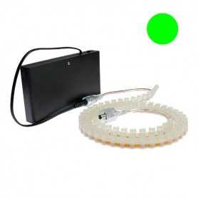 Kit piles avec bande led silicone verte de 1m. Haute luminosité