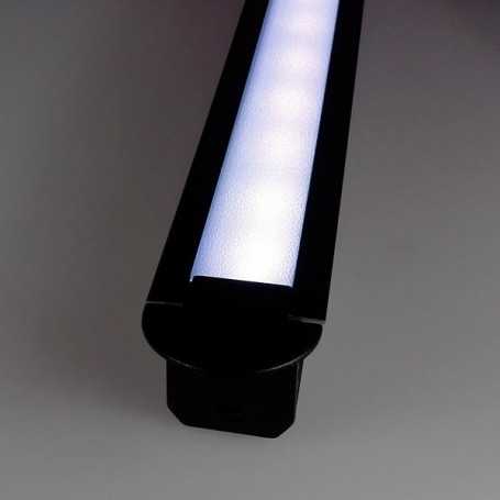 KIT profilé LED aluminium DEEP NOIR de 1m avec diffuseur givré