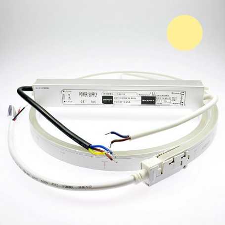 Néon LED flexible 4m blanc chaud avec alimentation 220V étanche