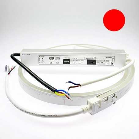 Néon LED flexible 4m rouge avec alimentation 220V étanche