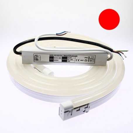 Kit néon LED bulbe rouge 2m avec alimentation 220V étanche