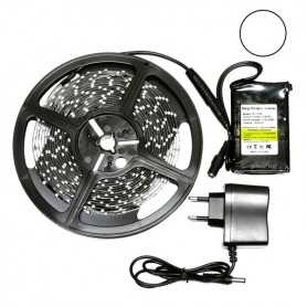 Kit bande LED blanche 60LED/m étanche 5m avec batterie 4200mAh