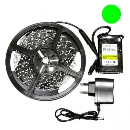 Kit bande LED verte 60LED/m étanche 5m avec batterie 4200mAh