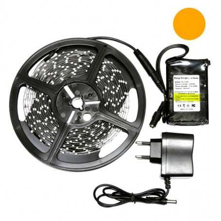 Kit bande LED orange 60LED/m étanche 5m avec batterie 4200mAh